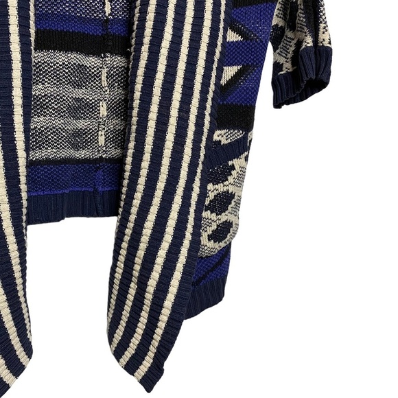 Lucky Brand Aztec Tribal Open Front Cardigan Pockets Oversized Drop Shoulders M - Picture 8 of 15